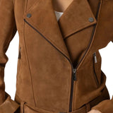 Women's-Belted-Cognac-Suede-Biker-Jacket