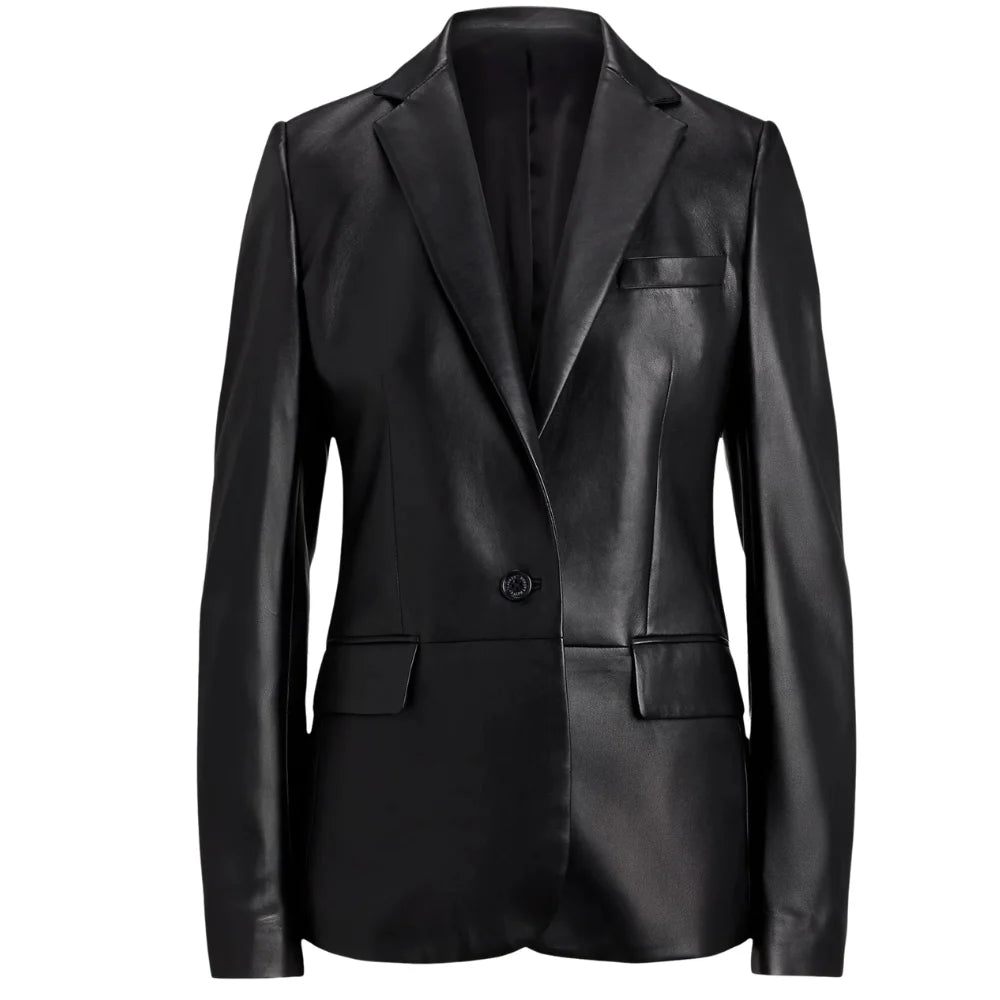Women's-Black-Leather-Blazer