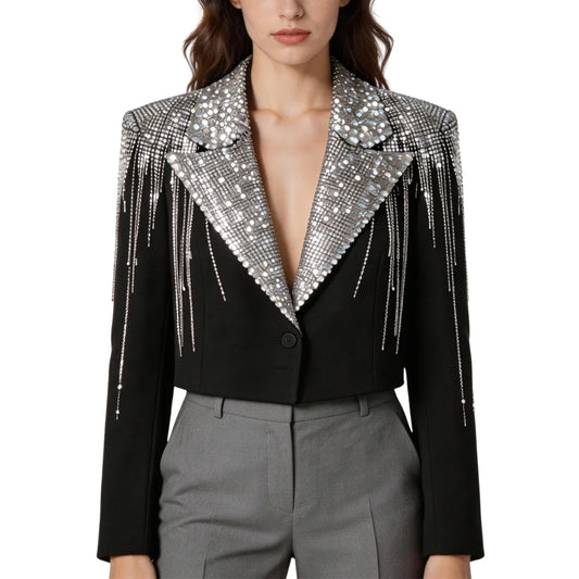 Women's-Black-Rhinestone-Cropped-Blazer