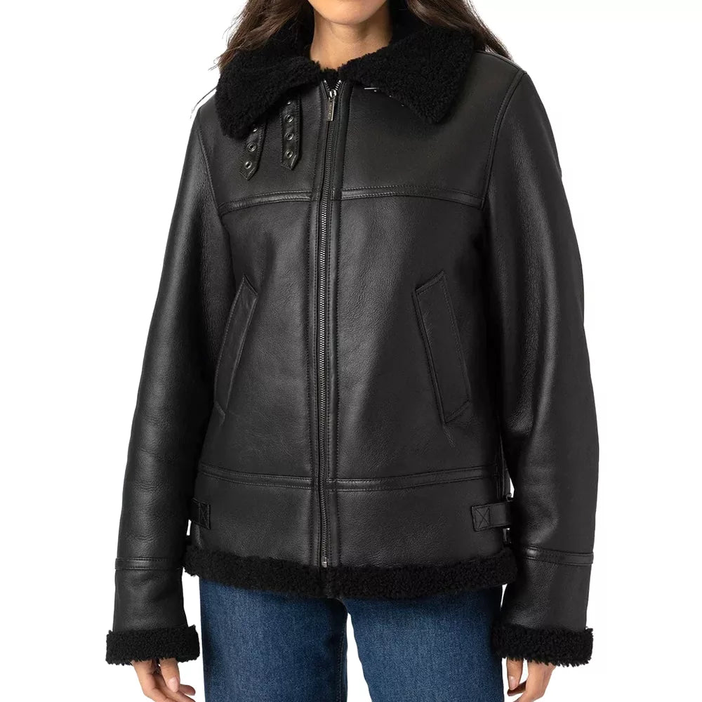 Women's-Black-Shearling-Aviator-Jacket