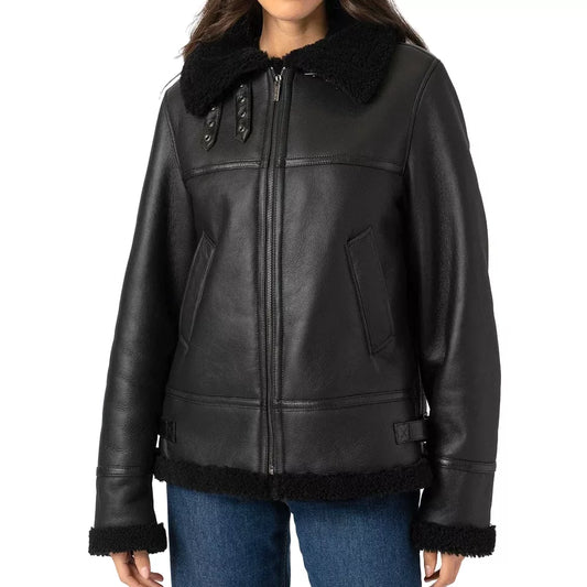 Women's-Black-Shearling-Aviator-Jacket