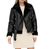 Women's-Black-Shearling-Leather-Biker-Jacket