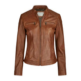 Women's-Brown-Leather-Cafe-Racer-Jacket