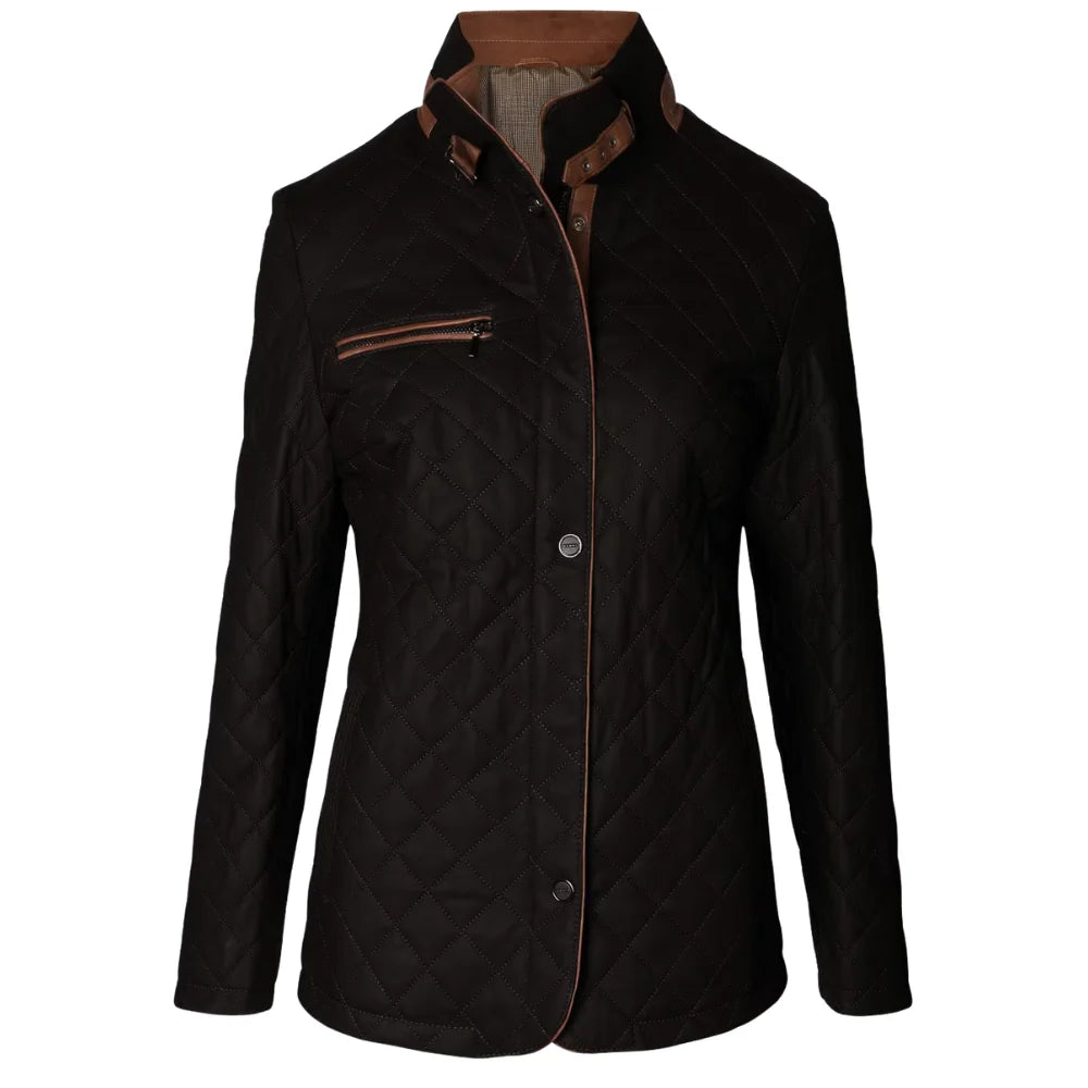 Women's-Brown-Quilted-Leather-Stand-Collar-Jacket