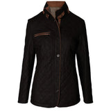 Women's-Brown-Quilted-Leather-Stand-Collar-Jacket