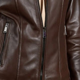 Women's-BrownLeather-Jacket-Zipper-Pockets