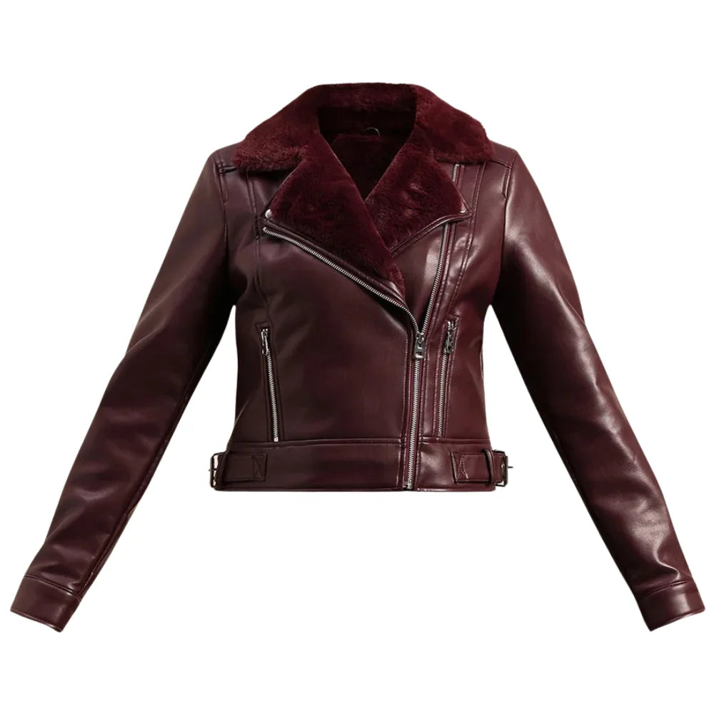 Women's-Burgundy-Leather-Fur-Shearling-Jacket