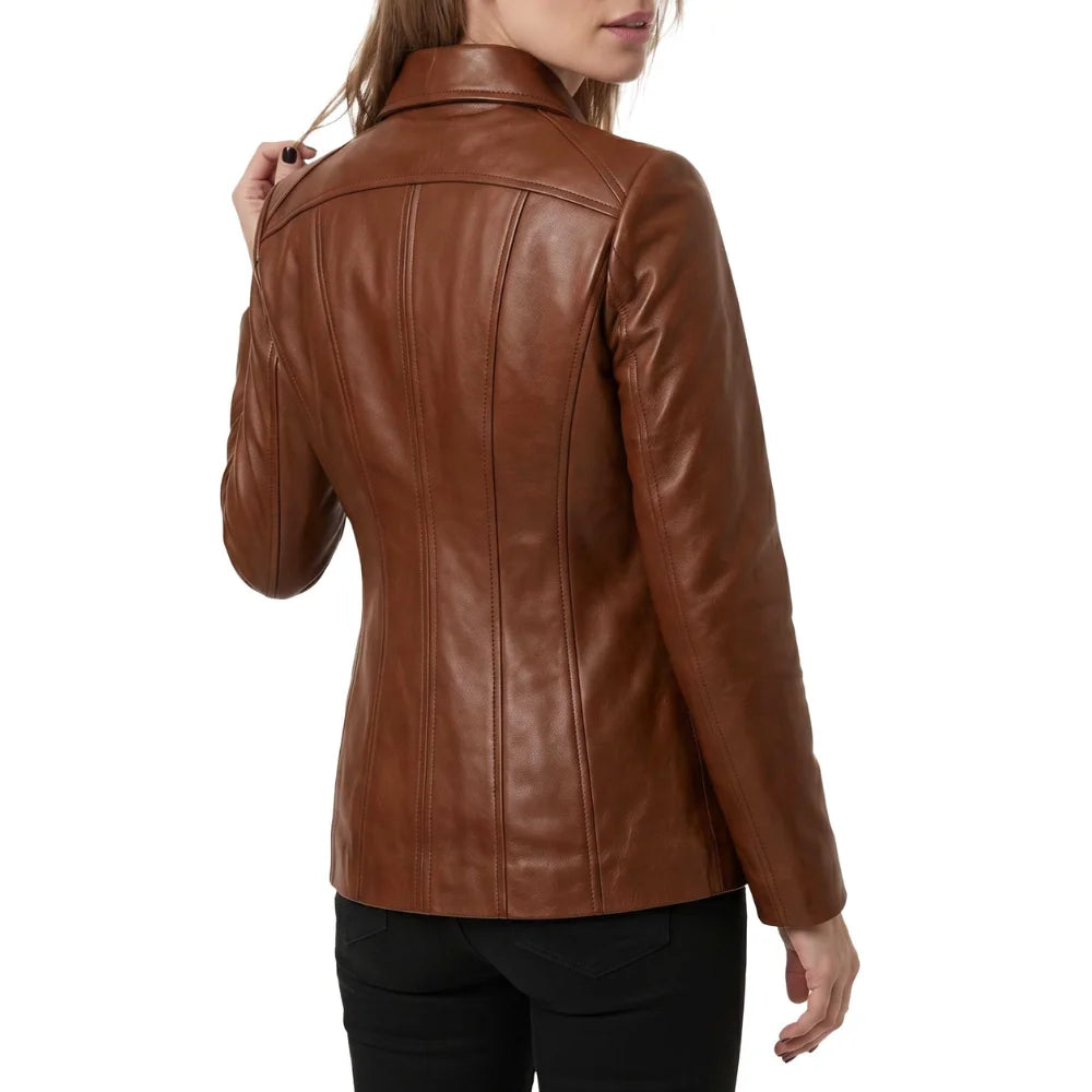 Women's-Cognac-Brown-Leather-Jacket-Shirt-Collar