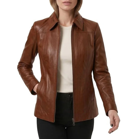 Women's-Cognac-Brown-Leather-Shirt-Jacket 