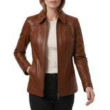 Women's-Cognac-Brown-Leather-Shirt-Jacket 