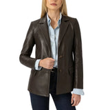 Women's-Dark-Brown-Leather-Blazer 