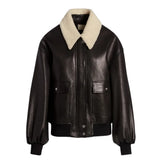 Women's-Dark-Brown-Leather-Flight-Bomber-Jacket