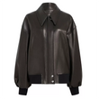 Women's-Dark-Brown-Oversized-Leather-Bomber-Jacket