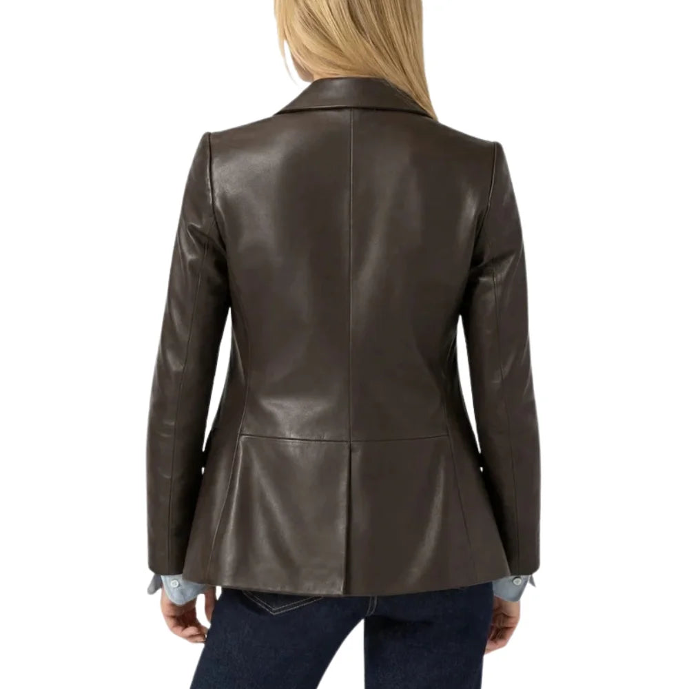 Women's-Leather-Brown-Blazer