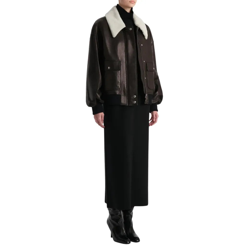 Women's-Leather-Dark-Brown-Flight-Bomber-Jacket