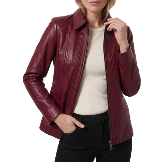 Women's-Maroon-Leather-Shirt-Jacket 