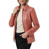 Women's-Pink-Leather-Shirt-Jacket