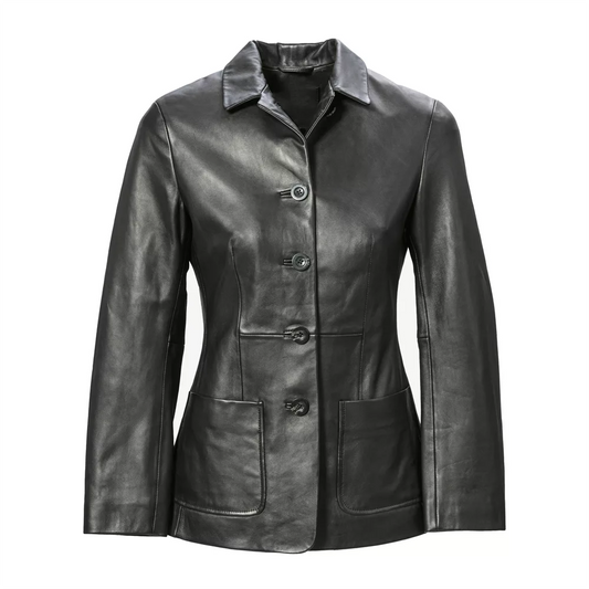 Women_s_BlackButton_Front_Leather_Jacket