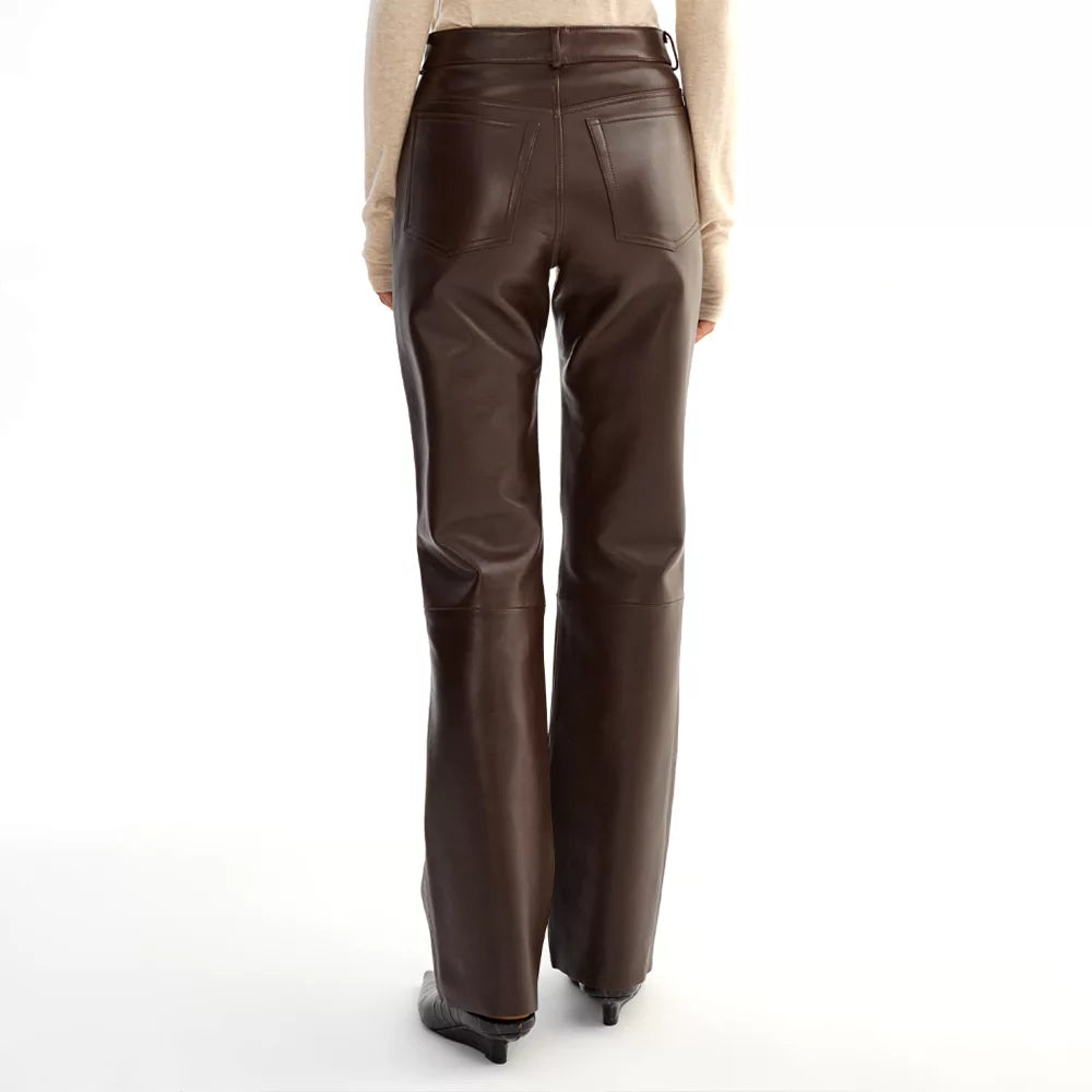 Women_s_Brown_Leather_Tapered_Pants