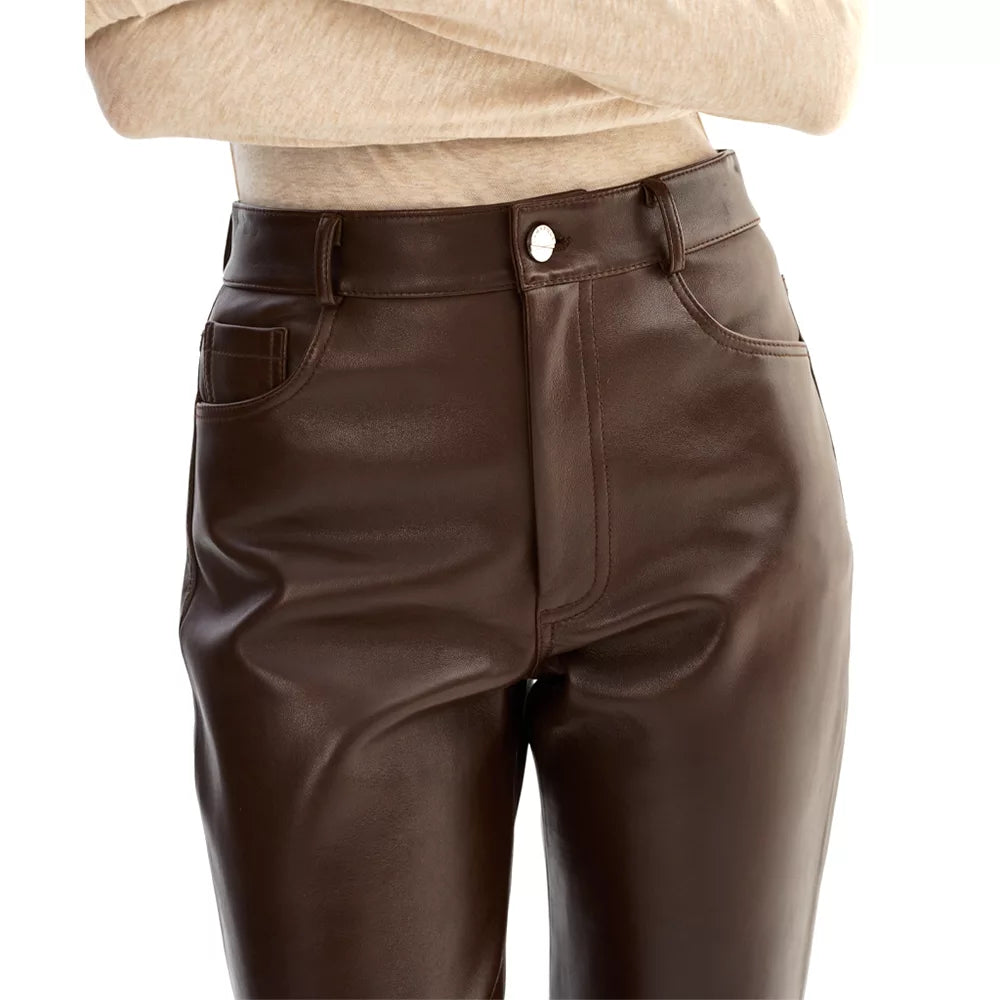Women_s_Brown_Tapered_Leather_Pants
