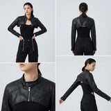 Women's Black Leather Bolero Shrug Jacket