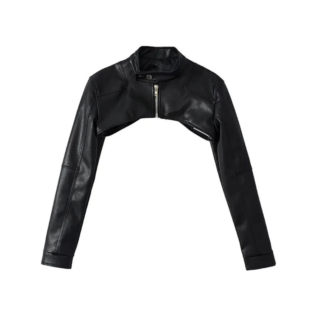 Women's Black Leather Bolero Shrug Jacket