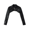 Women's Black Leather Bolero Shrug Jacket