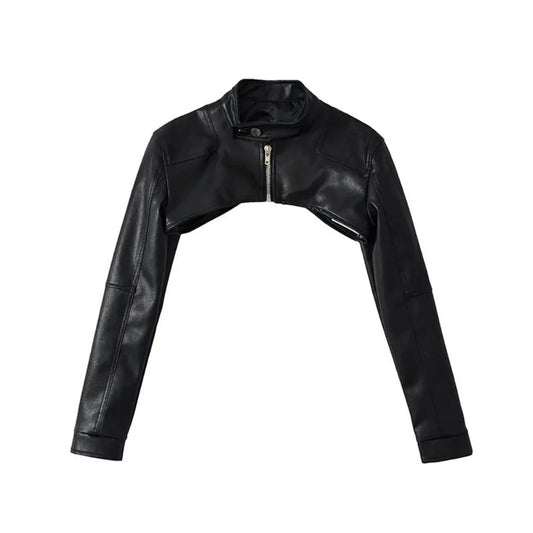 Women's Black Leather Bolero Shrug Jacket