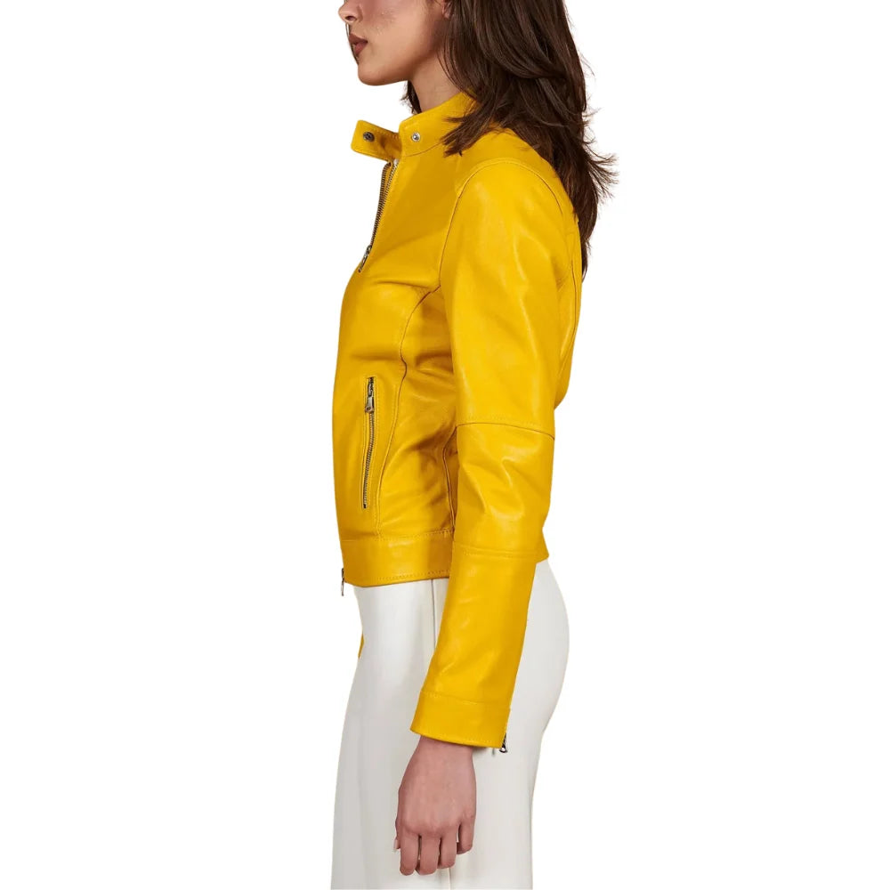 Yellow-Leather-Cafe-Racer-Jacket
