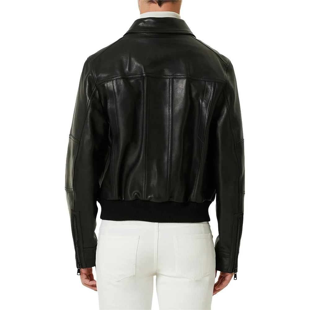 aviator-Black-leather-bomber-jacket
