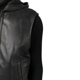 Black Leather Vest With Hood