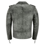 Men's Brando Real Leather Grey Buff Biker Jacket