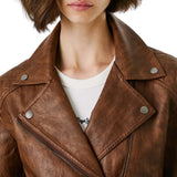 Women’s Brown Quilted Leather Moto Jacket