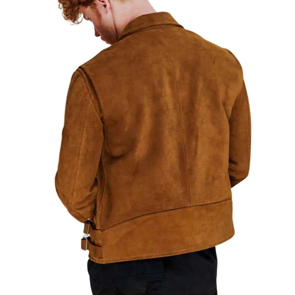 Men's Brown Moto Suede Leather Jacket