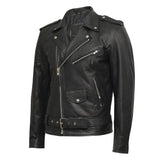 Brando Mens Genuine Leather Biker Jacket Cowhide