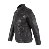 Mens Padded Black Cafe Racer Leather Jacket