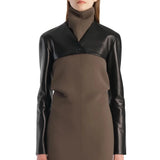 Women's Black Leather Bolero Jacket