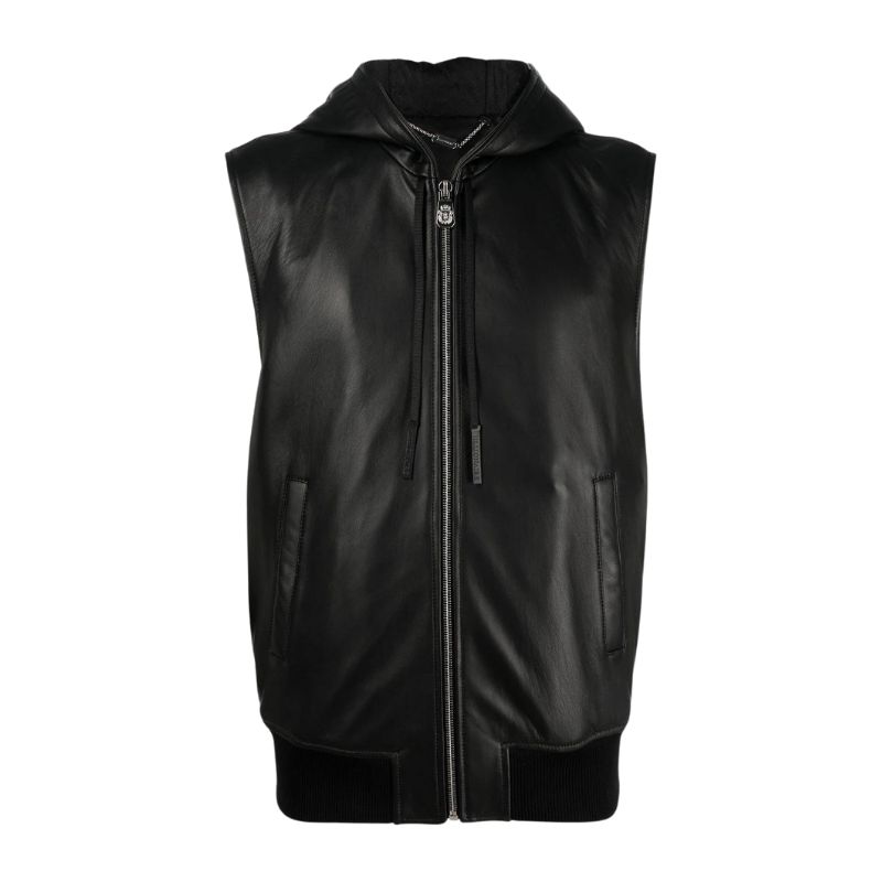 Mens Black Leather Vest