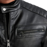 Black lambskin cafe racer jacket for tall men