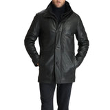 Men's Black Real Lambskin Leather Insulated Car Coat
