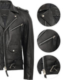 Brando Mens Genuine Leather Biker Jacket Cowhide