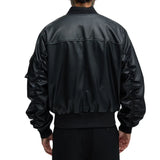 Men’s Oversized Red Leather Bomber Jacket