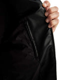 Four exterior pockets on men’s black quilted jacket