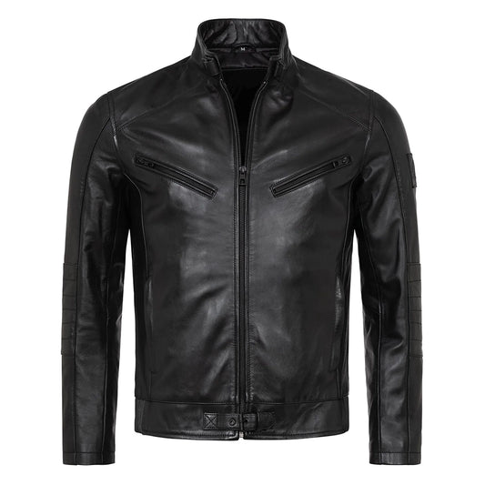 Men's Vintage Slim Fit Black Motorcycle Jacket Leather