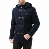Men’s Navy Blue Wool Blue Hooded Duffle Coat