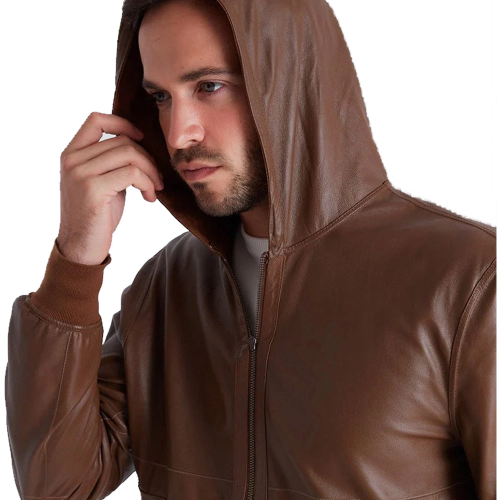 Men's Reversible Suede Jacket with Hood