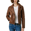 Women’s Brown Quilted Leather Moto Jacket