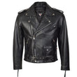 Mens Brando Belted Black Biker Leather Jacket