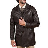 Men's Dark Brown Genuine Lamb Leather Coat