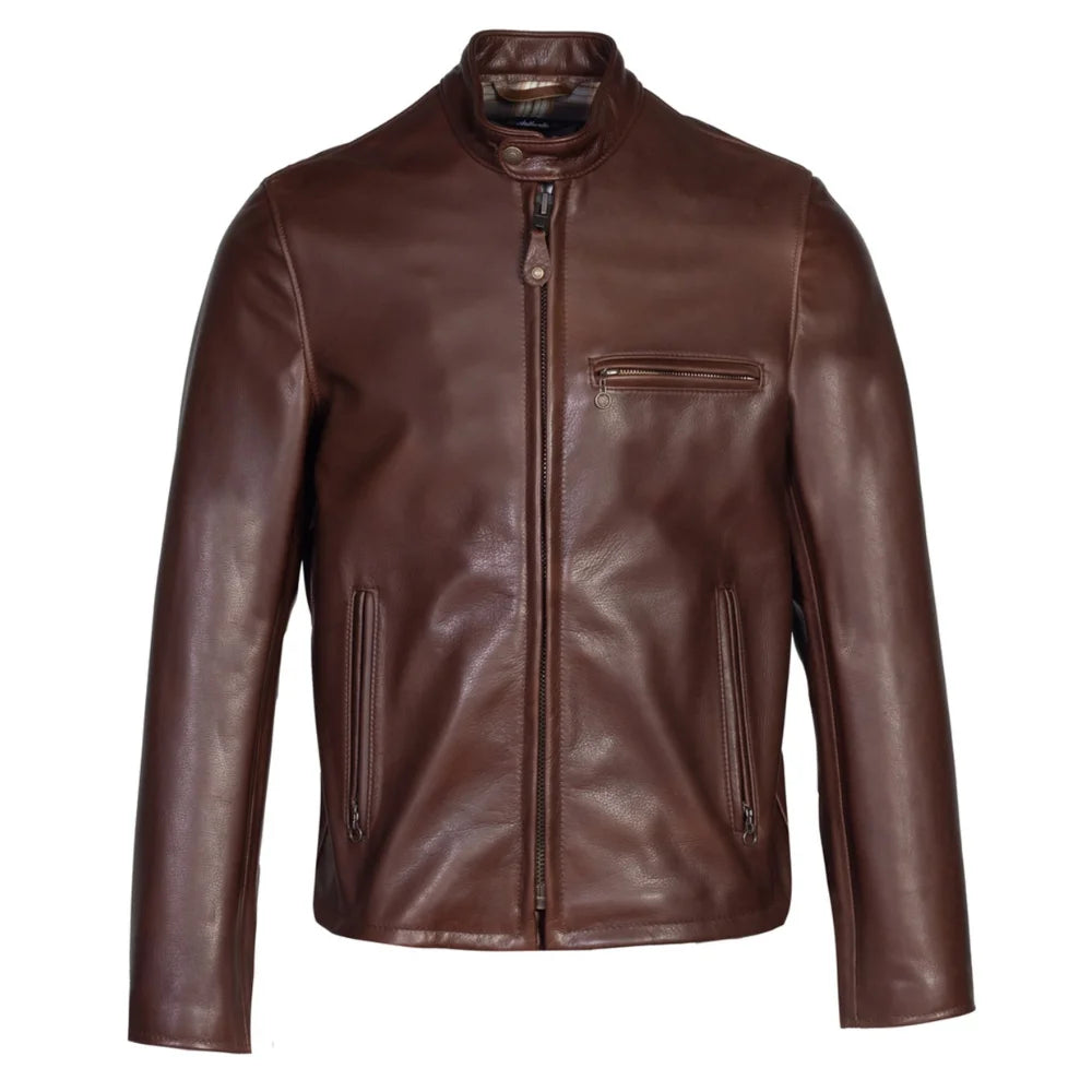 Men's Vintage Real Dark Brown Leather Biker Jacket